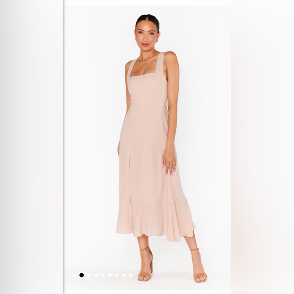 Show Me Your MuMu Dresses & Skirts - Show Me Your MUMU Blush Pink Tie-Shoulder Midi Dress